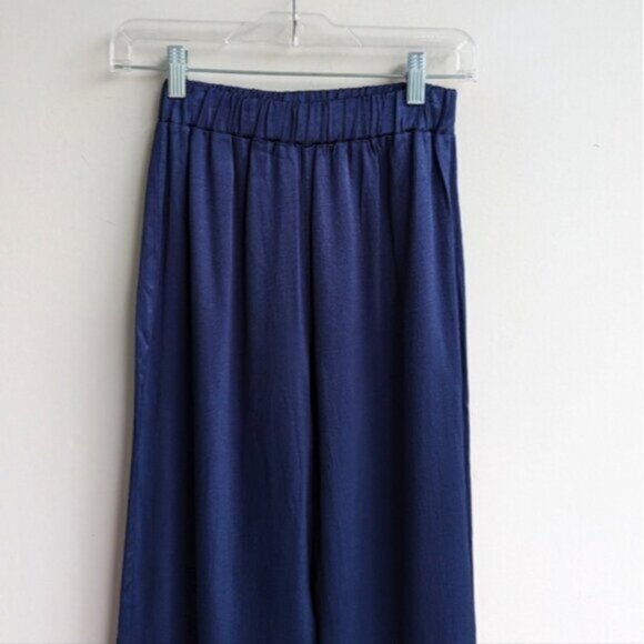 ZARA🖤 satin high rise blue wide leg pants - Picture 2 of 6